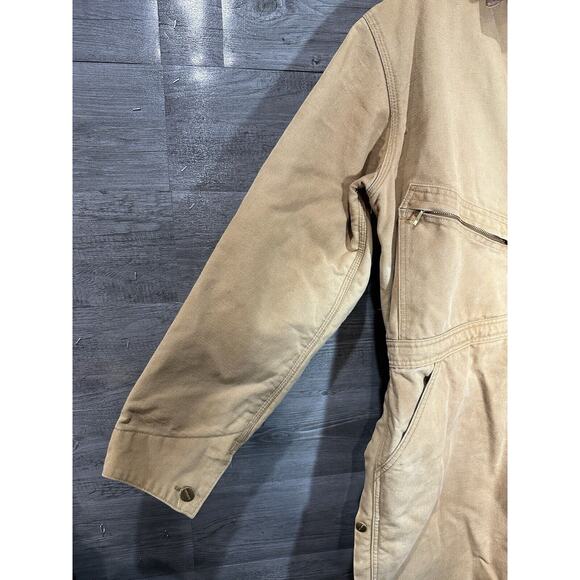 Vintage Carhartt Brown Duck Canvas Quilted Insulated Coveralls 996QZR Mens 46R - Picture 5 of 16